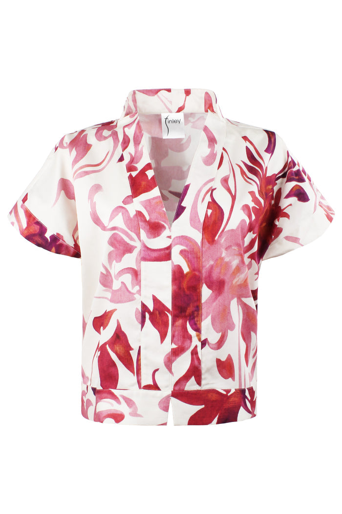 Floral patterned shirt on a white background