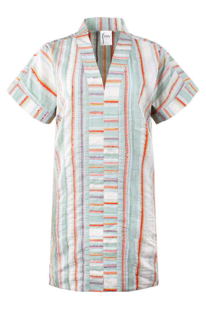 Striped shirt with short sleeves on a white background
