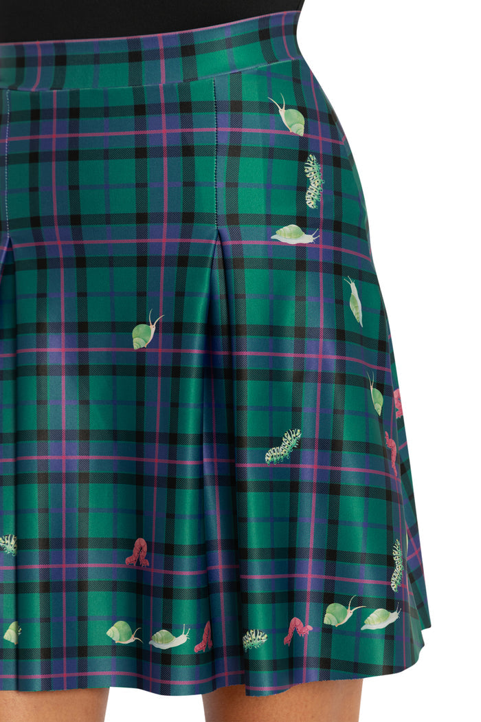 BlackMilk Clothing - Tartan Forest Bugs School Skirt
