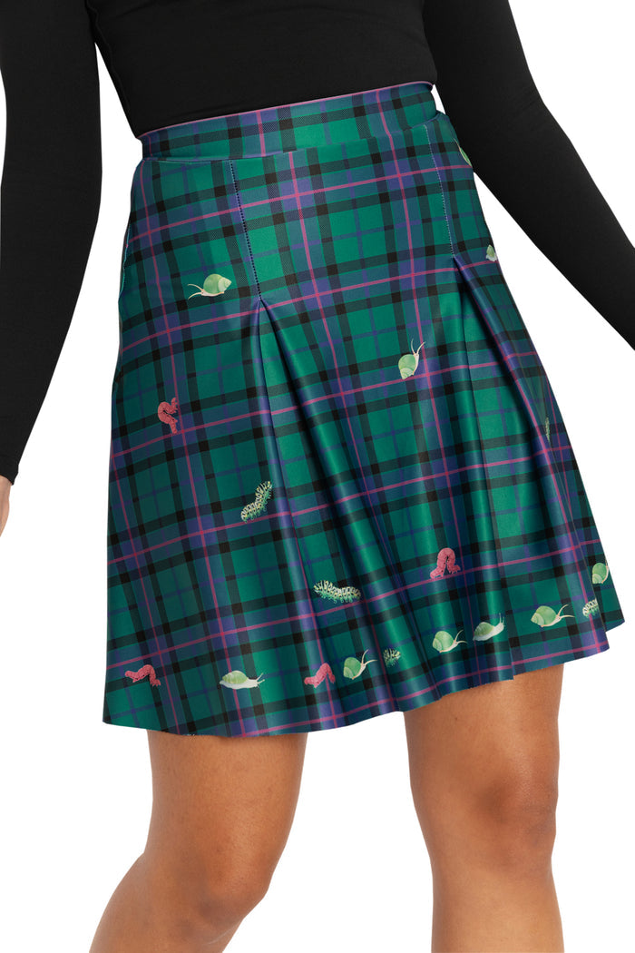 BlackMilk Clothing - Tartan Forest Bugs School Skirt