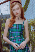 BlackMilk Clothing - Tartan Forest Bugs Straight Neck Crop