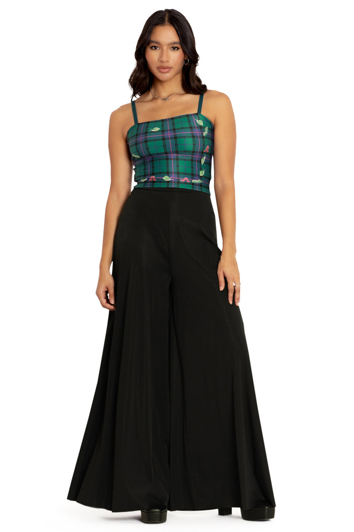 BlackMilk Clothing - Tartan Forest Bugs Straight Neck Crop