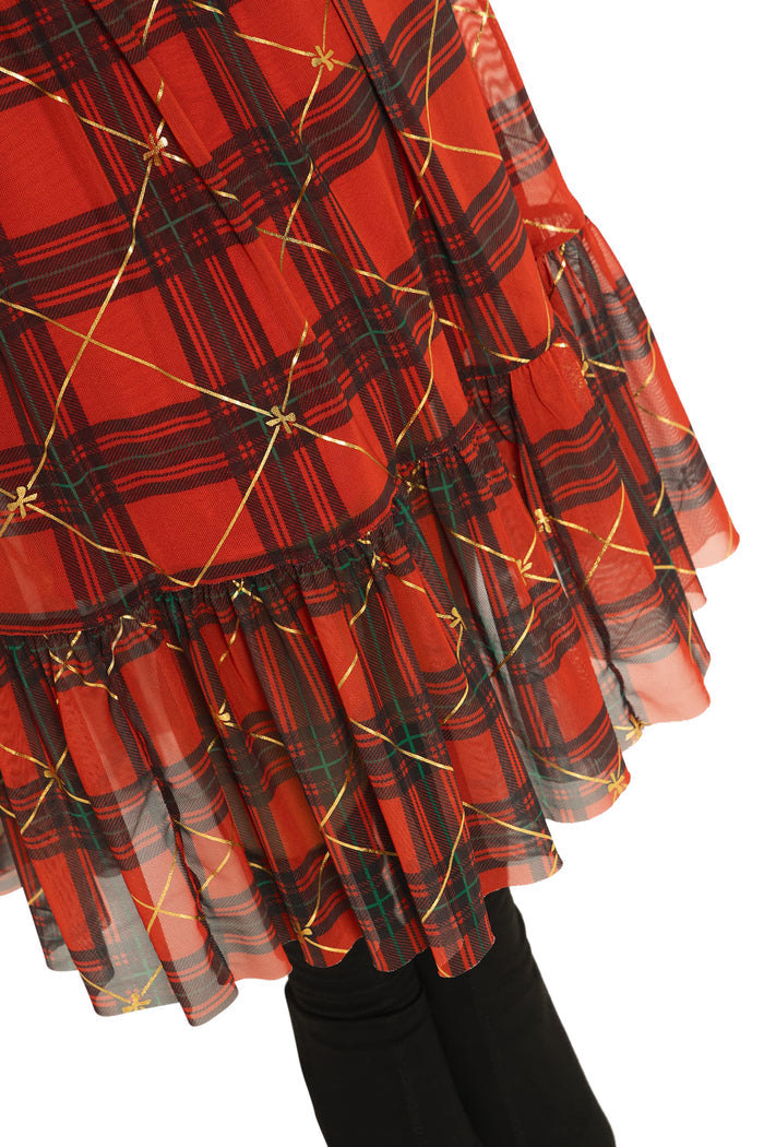 BlackMilk Clothing - Tartan Gift Wrap Frill Midaxi Skirt