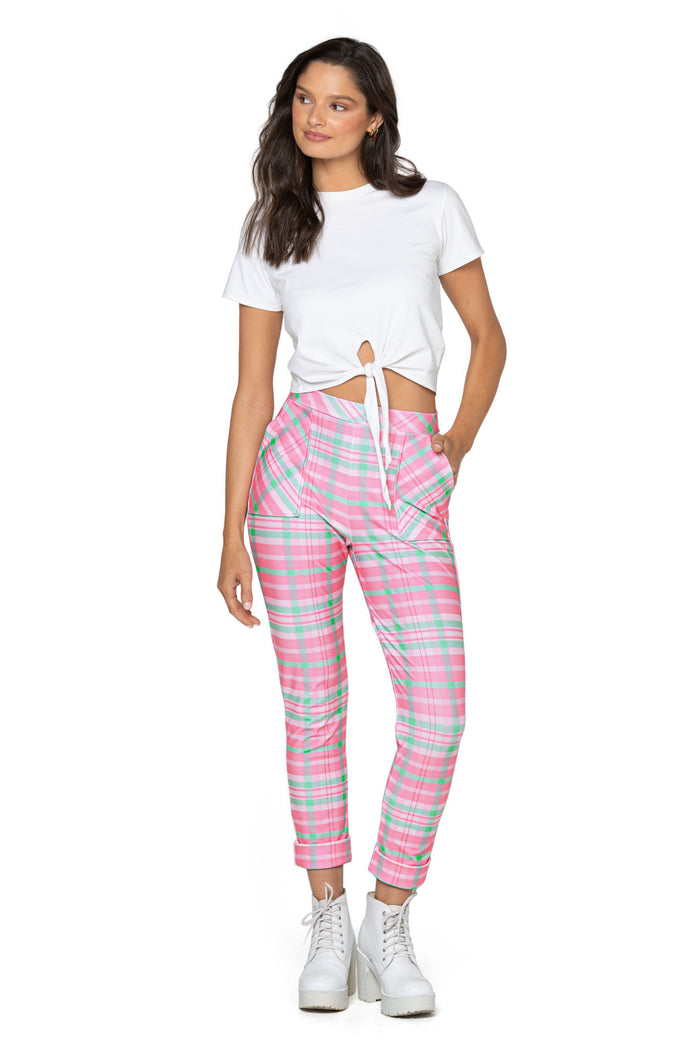 Tartan Pink Cuffed Pants