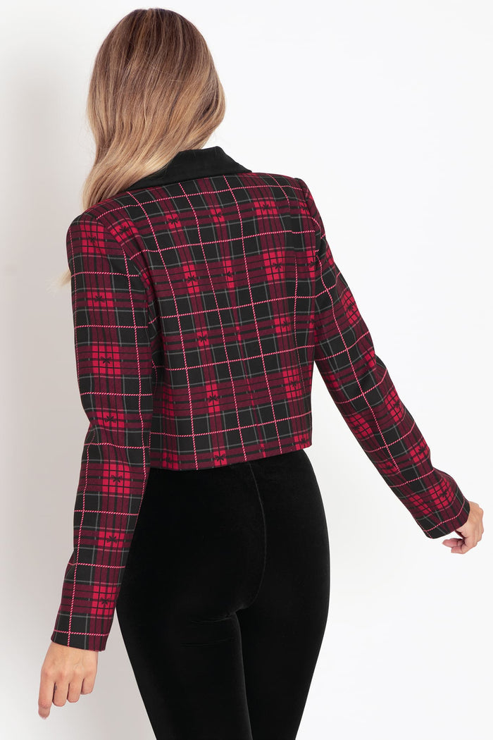 Tartan Ribbon Cropped Blazer