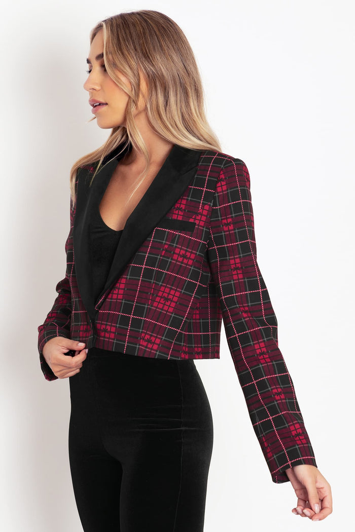 Tartan Ribbon Cropped Blazer