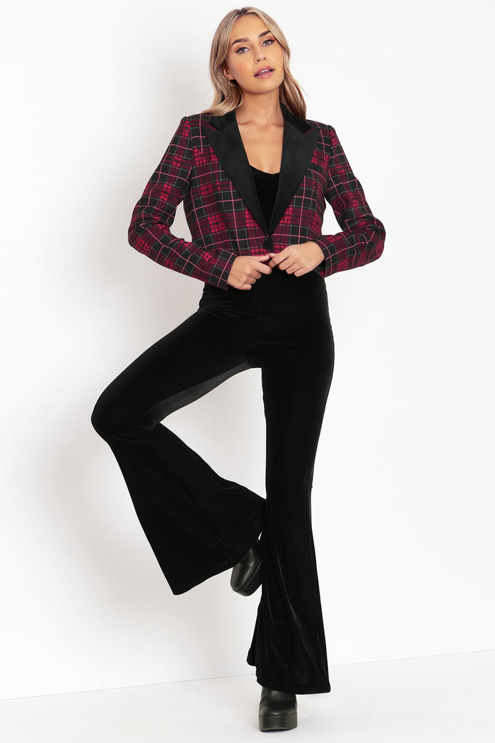 Tartan Ribbon Cropped Blazer