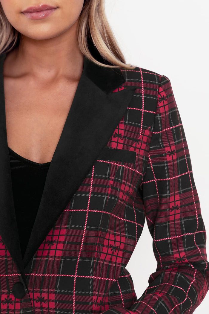 Tartan Ribbon Cropped Blazer