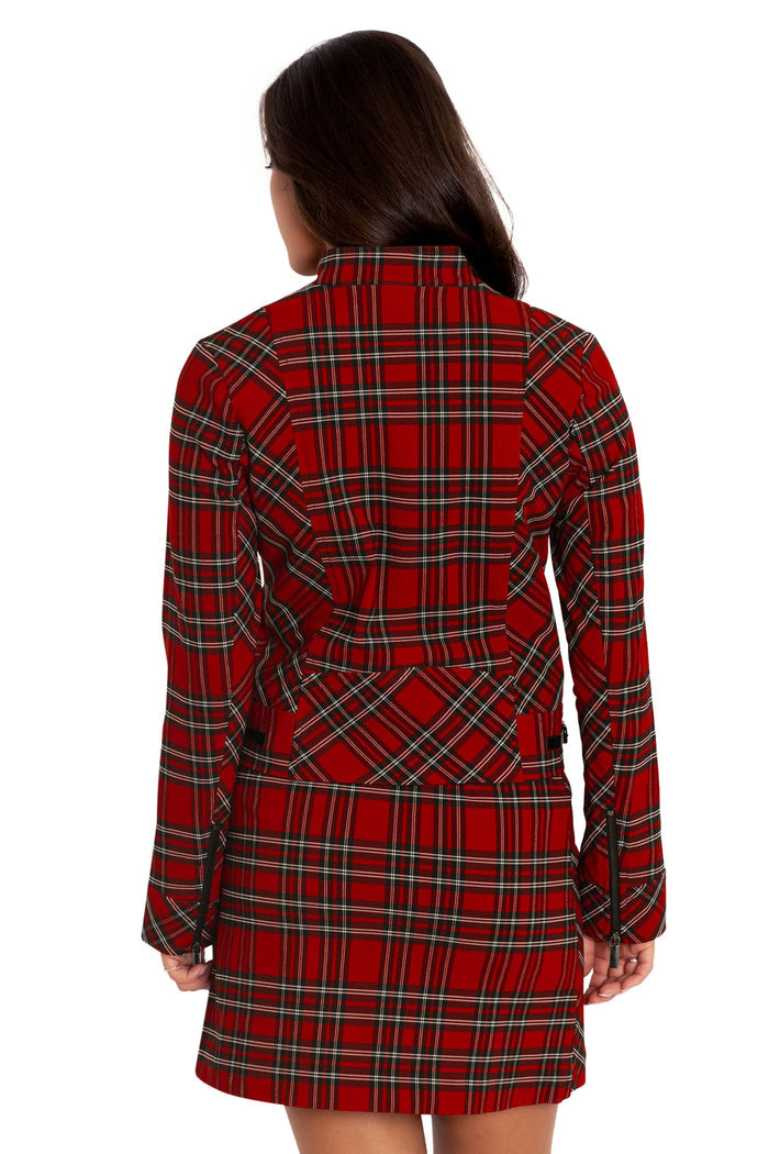 BlackMilk Clothing - Tartan Rouge Cropped Buckle Jacket