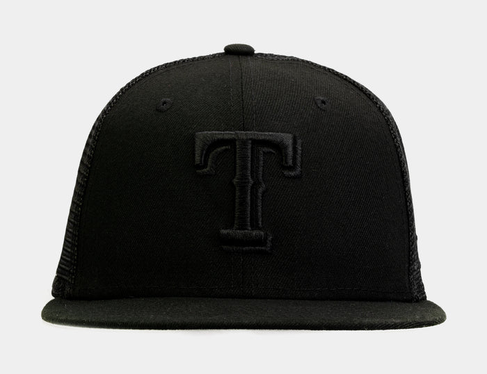 Texas Rangers Blackout 9Fifty Trucker Mens Hat (Black)