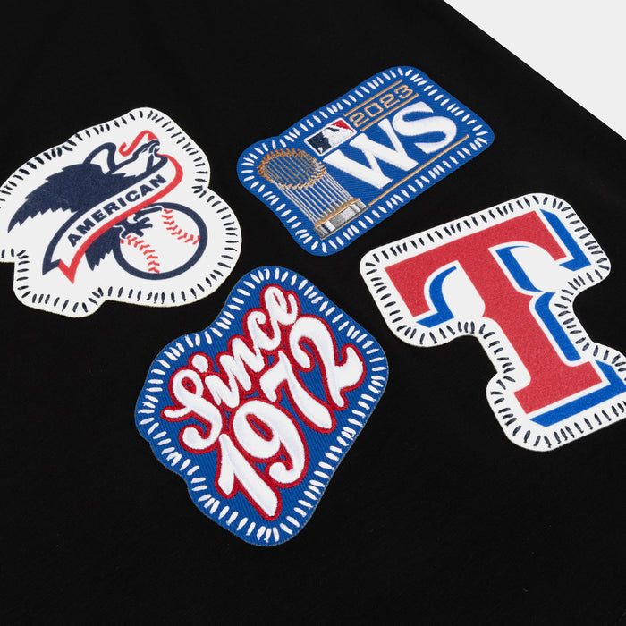 Texas Rangers DIY Pick Stitch Mens Short Sleeve Shirt (Black/White)