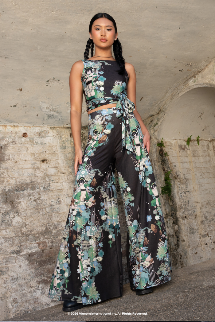 Avatar: The Last Airbender x BlackMilk The Blind Bandit Palazzo Pants, Earth Kingdom inspired Avatar fashion with all over illustrated print, official licensed clothing