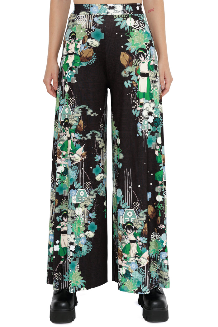 Avatar: The Last Airbender x BlackMilk The Blind Bandit Earth Kingdom pants showcasing all over Avatar inspired print, licensed Avatar clothing