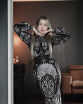 The Cathedral's Veil Long Sleeve Bishop Midaxi Dress