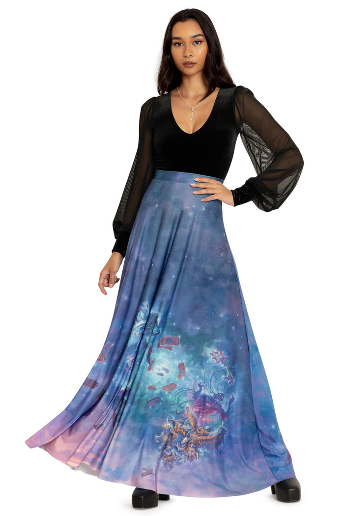 BlackMilk Clothing x Dungeons & Dragons - The Deck Of Many Things Maxi Skirt - Dungeons & Dragons Merchandise - Collaboration apparel - Licenced.