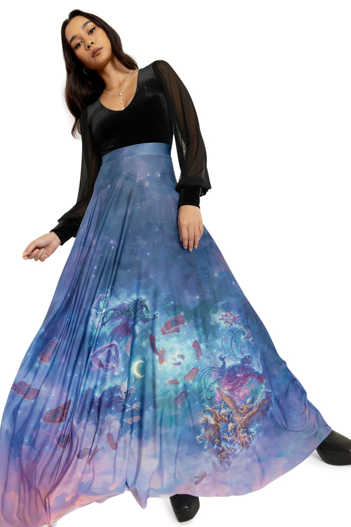 BlackMilk Clothing x Dungeons & Dragons - The Deck Of Many Things Maxi Skirt - Dungeons & Dragons Merchandise - Collaboration apparel - Licenced.