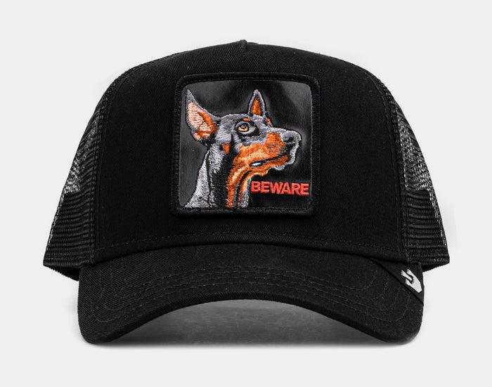 The Doberman Beware Trucker Mens Hat (Black)