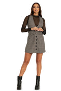 BlackMilk Clothing - The Explorer Tweed Button Up Pinafore Dress