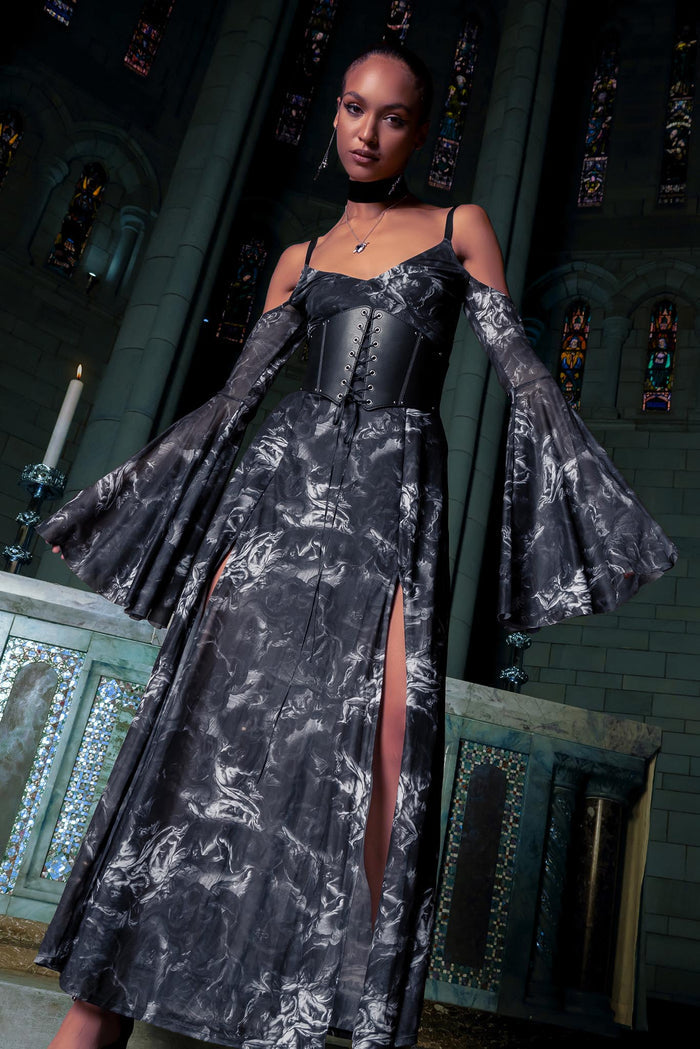 BlackMilk Clothing - The Fall Of The Rebel Angels Off The Shoulder Maxi Dress