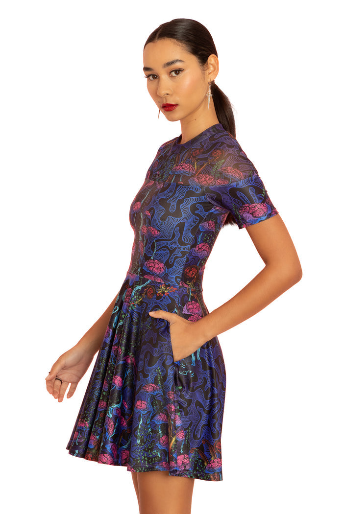 The Garden of Nutrients Sheer Splice Skater Dress