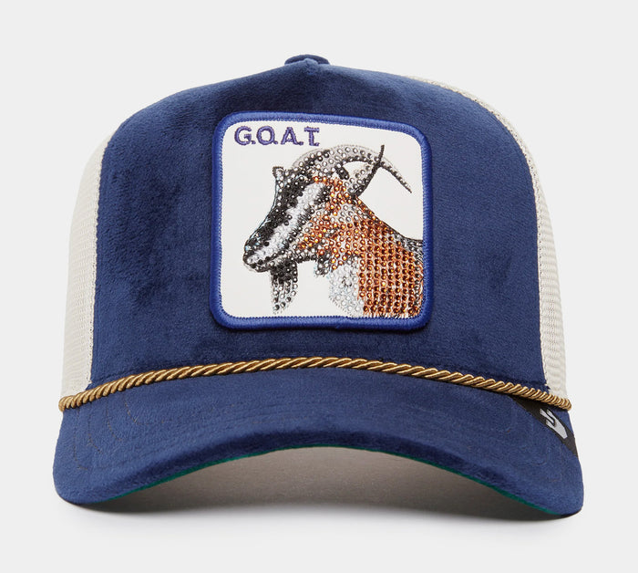 The Goat Suede Trucker Mens Hat (Blue/White)
