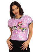 BlackMilk Clothing x Warner Brothers The Powerpuff Girls - The Powerpuff Girls Baby Tee - Warner Bros. Merchandise - Collaboration apparel - Licenced.