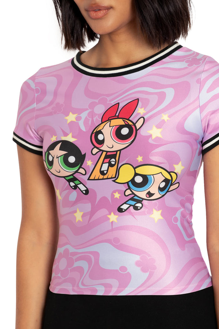 BlackMilk Clothing x Warner Brothers The Powerpuff Girls - The Powerpuff Girls Baby Tee - Warner Bros. Merchandise - Collaboration apparel - Licenced.