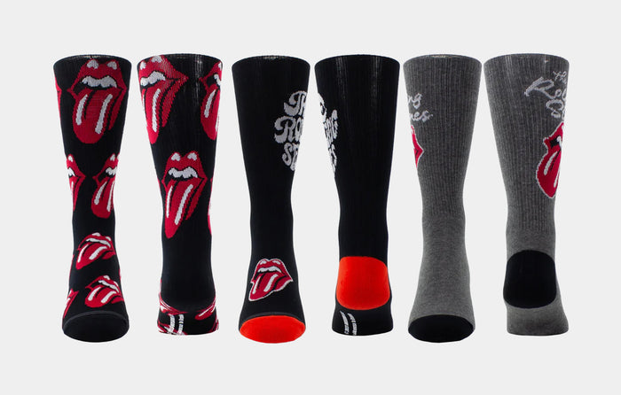 The Rolling Stone Assorted 3 Pack Crew Mens Socks (Black/Grey/Red)