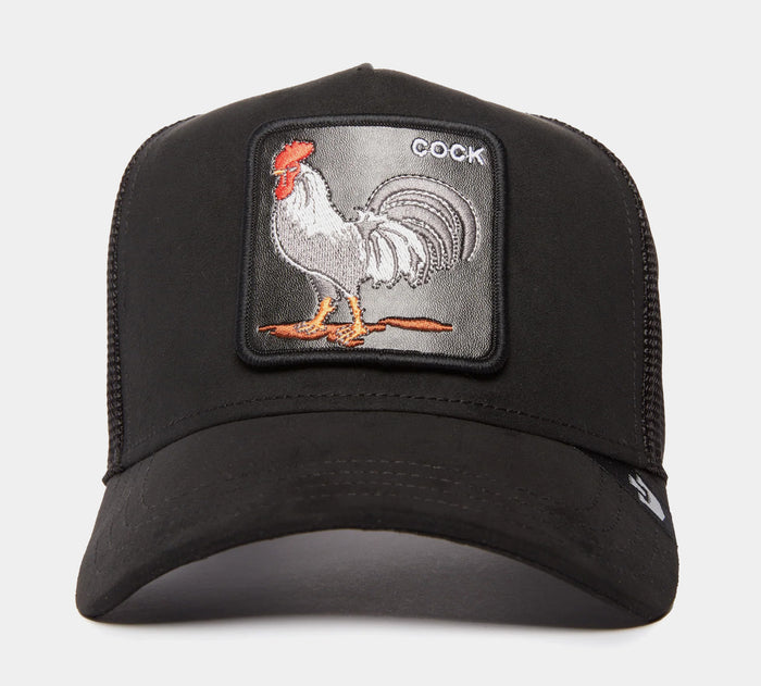The Rooster Suede Trucker Mens Hat (Black/White)