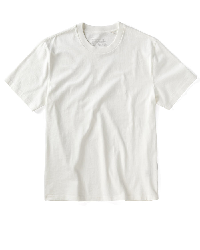 A plain white short-sleeved t-shirt on a white background.