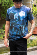 Elder Scrolls apparel t shirt with crew neck, relaxed boyfriend fit and Skyrim dragon print under night sky design