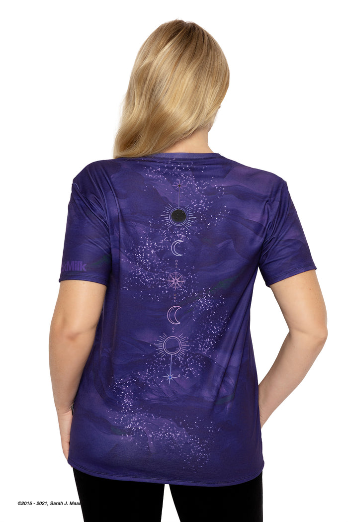 There You Are oversized t-shirt ACOTAR inspired, A Court of Thorns and Roses series boyfriend tee by Sarah J Maas with Rhysand and Feyre quote, moon phases on back and relaxed fit, fantasy fashion piece