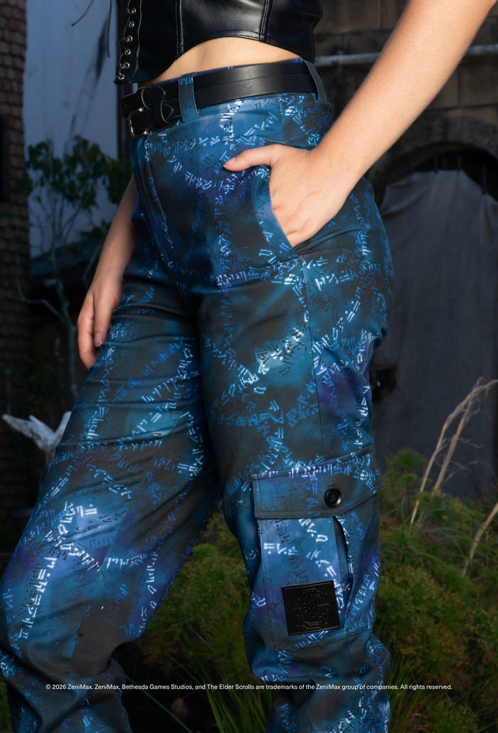 The Elder Scrolls clothing piece featuring Thu’um Master cargo pants with Dragonborn inspired runes and pockets