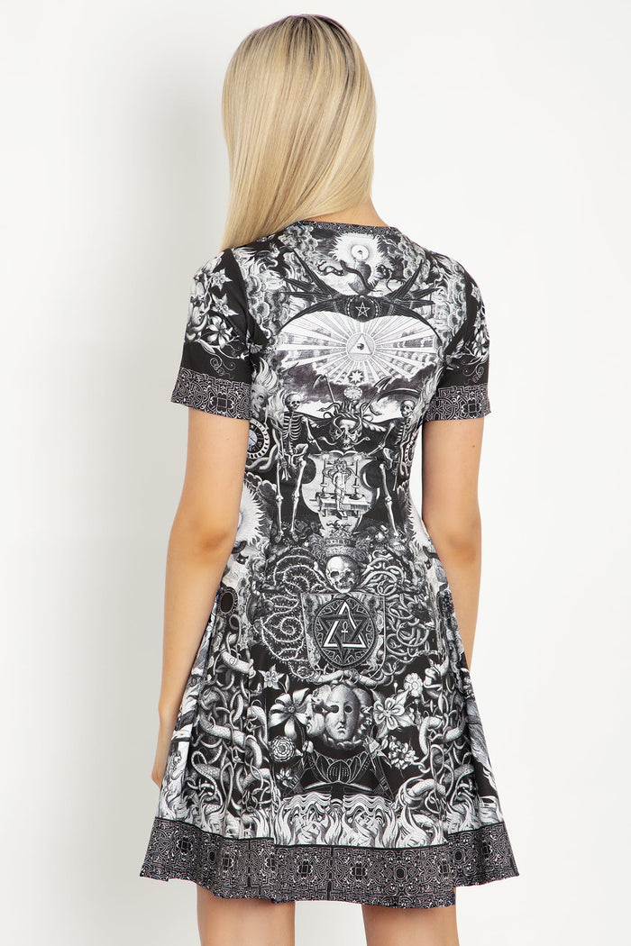 Longline oversized tee dress with Til Death Do Us Part print, designed for effortless styling with boots, sneakers and layered looks for year-round wear.