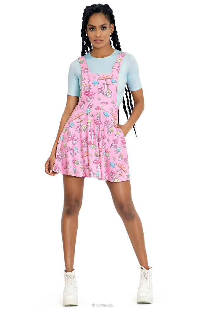 BlackMilk Clothing x Nintendo Super Mario - Toads Pink Apron Dress - Super Mario Merchandise - Collaboration apparel - Licenced.