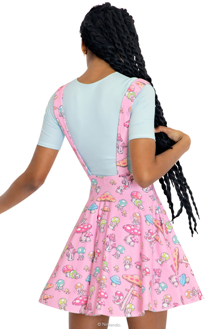 BlackMilk Clothing x Nintendo Super Mario - Toads Pink Apron Dress - Super Mario Merchandise - Collaboration apparel - Licenced.