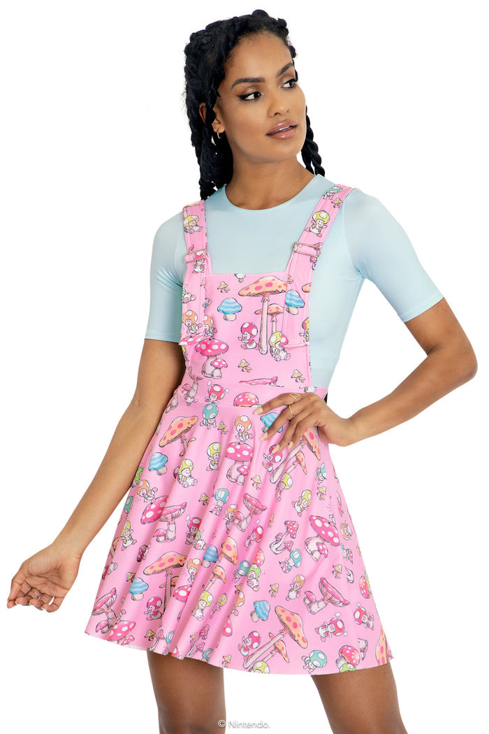 BlackMilk Clothing x Nintendo Super Mario - Toads Pink Apron Dress - Super Mario Merchandise - Collaboration apparel - Licenced.