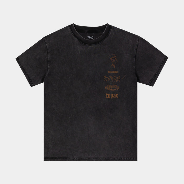 Tupac Stay Up Here Mens Short Sleeve Shirt (Black/Brown)