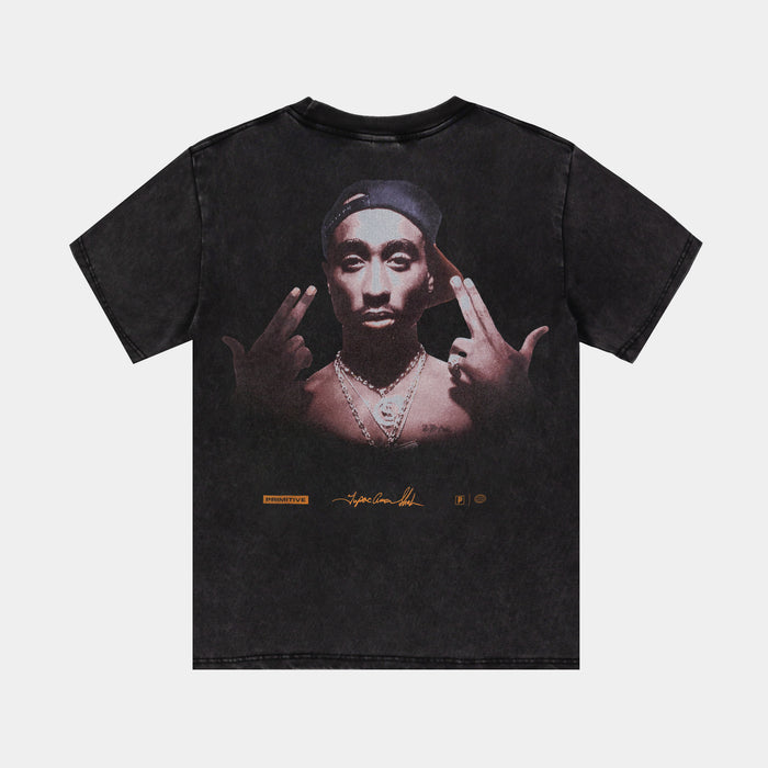 Tupac Stay Up Here Mens Short Sleeve Shirt (Black/Brown)