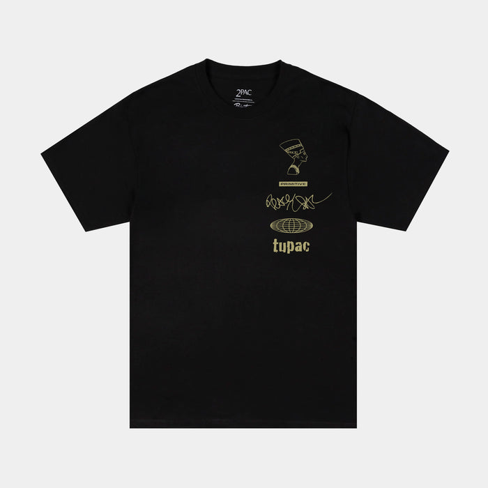 Tupac Stay Up II Mens Short Sleeve Shirt (Black/Gold)