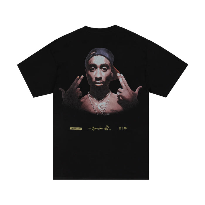 Tupac Stay Up II Mens Short Sleeve Shirt (Black/Gold)
