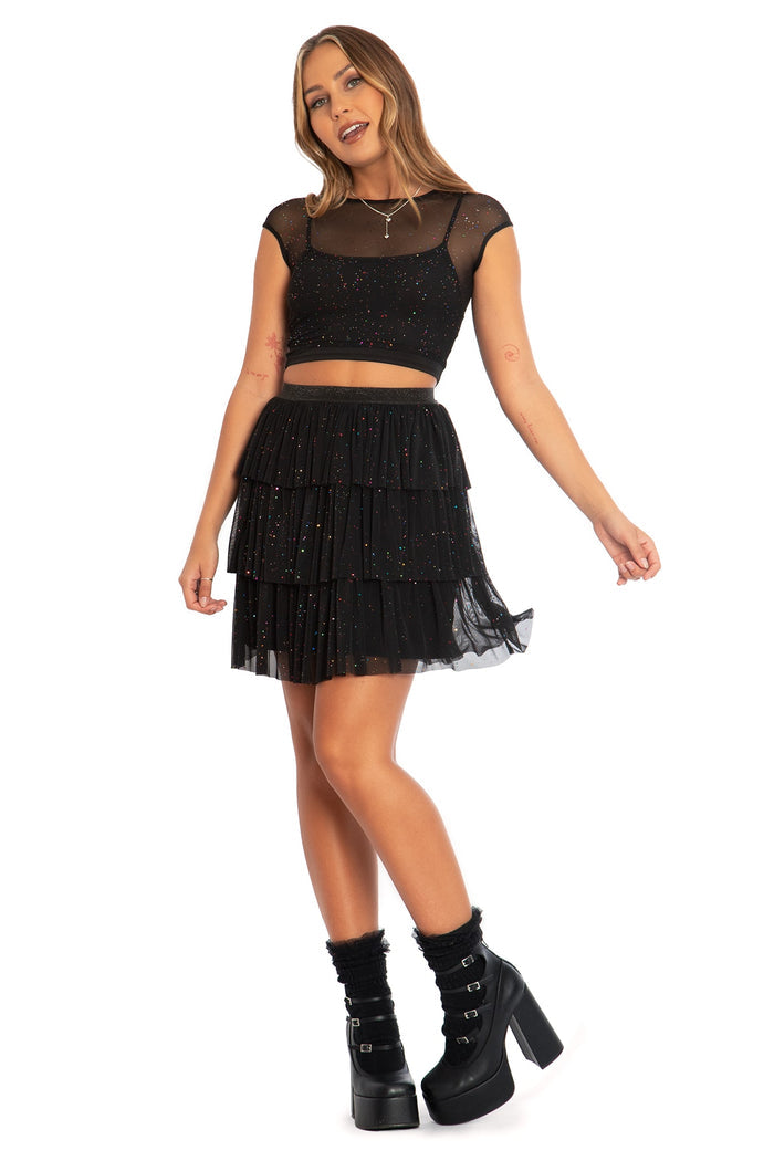BlackMilk Clothing - Christmas Collection - Wreck The Halls - Twinkle Twinkle Tiered Skater Skirt set