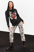 Junji Ito x BlackMilk spiral hoodie sweater in soft cotton French terry, relaxed unisex pullover featuring Uzumaki logo graphic and statement red centre design.