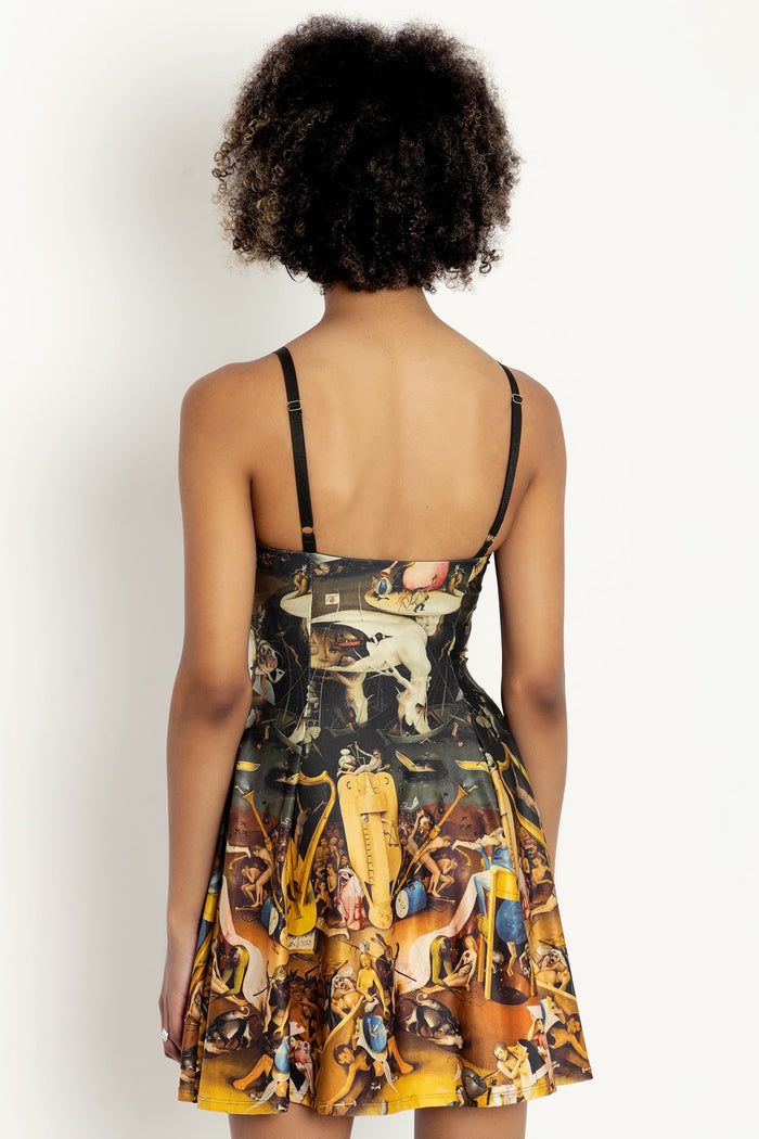 Mini strappy dress with Unearthly Delights print, designed for comfortable wear and effortless styling across holidays, festivals and casual occasions.