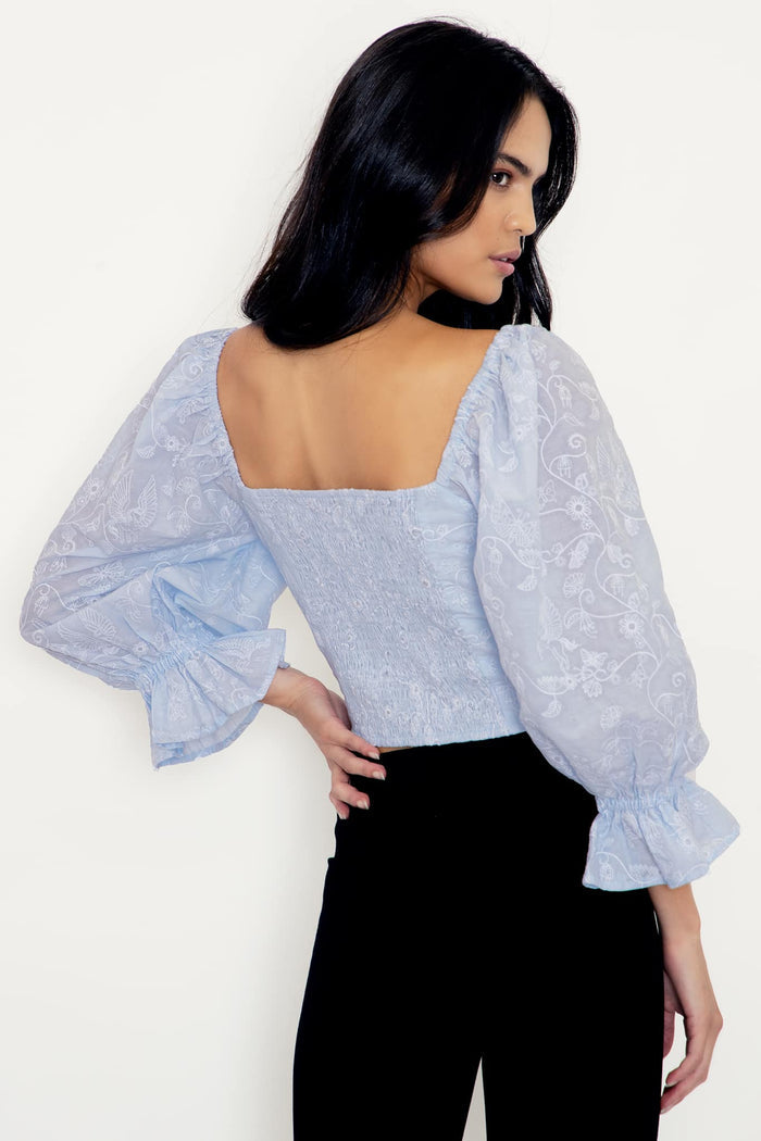 Unicorn Broderie Peasant Top