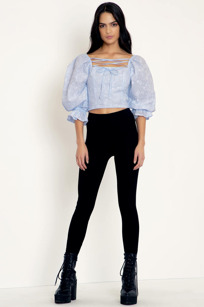Unicorn Broderie Peasant Top