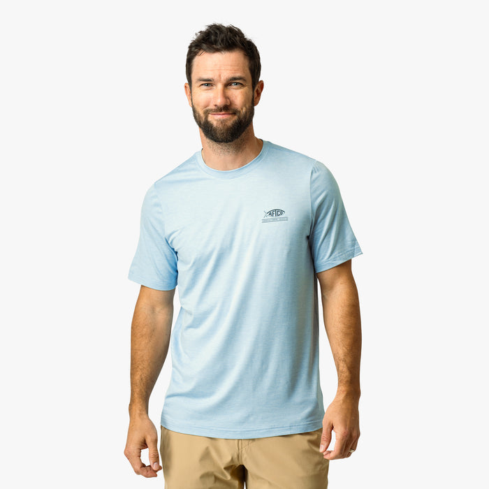 Airy Blue Heather $Model is 6'0" 182lbs Size M$