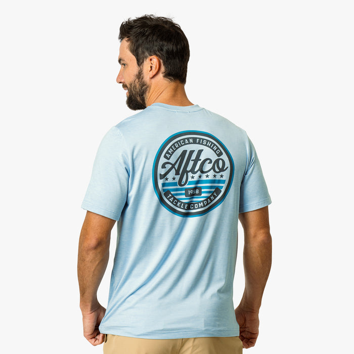 Airy Blue Heather $Model is 6'0" 182lbs Size M$