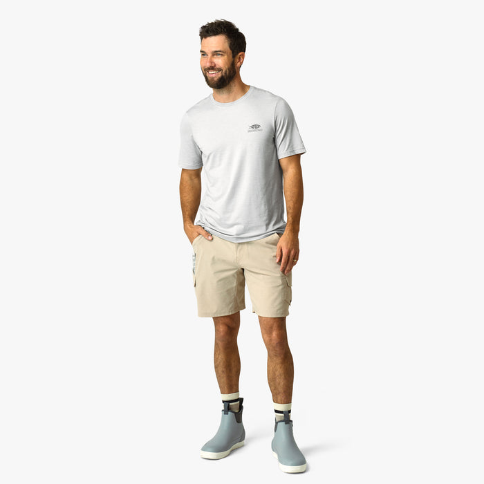 Athletic Heather, Bay Leaf Heather, Airy Blue Heather $Model is 6'0" 182lbs Size M$