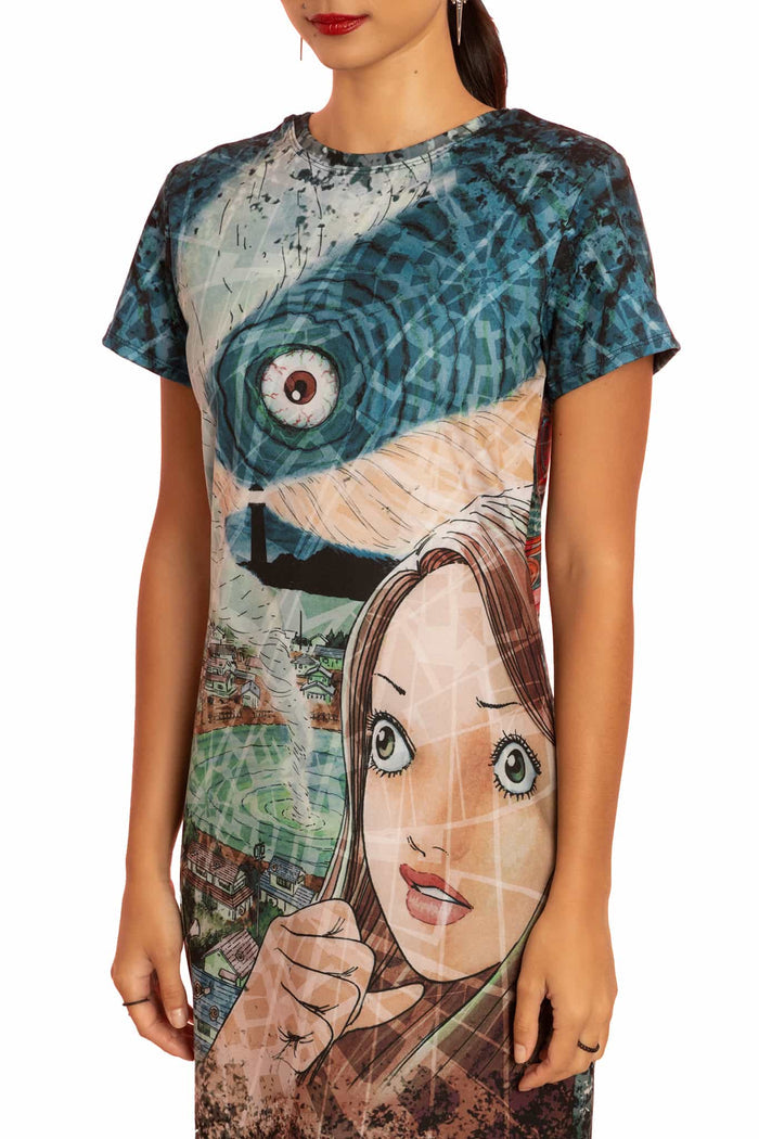 Uzumaki Reversible Longline Tee Dress